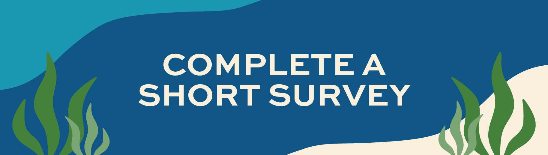 Graphic with navy background and light green clumps of seaweed in the bottom corners